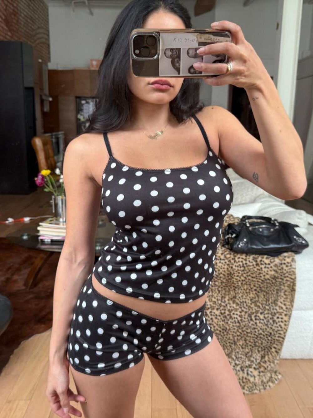 Polka Dot Set S Cami & Micro Shorts Coquette Y2K